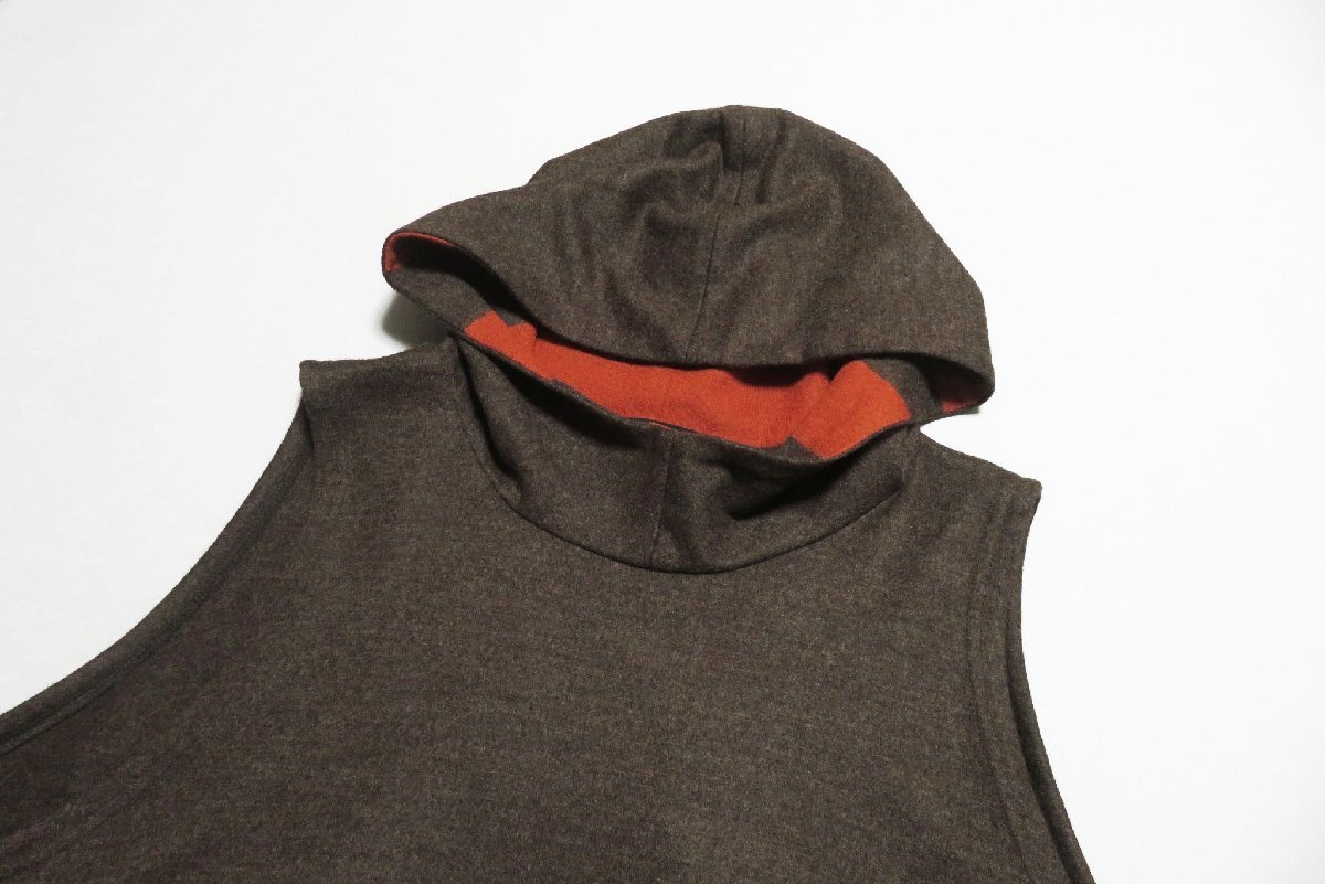 ☆美品☆ルクルカ/センソユニコ/ウールフーディロングニットベスト:38/赤茶nm102_画像5