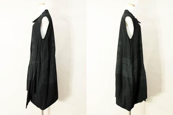 慈雨センソユニコ/コットンジャガード変形ロングチュニックベスト/ジャンパースカート:40/黒系yx831_画像2