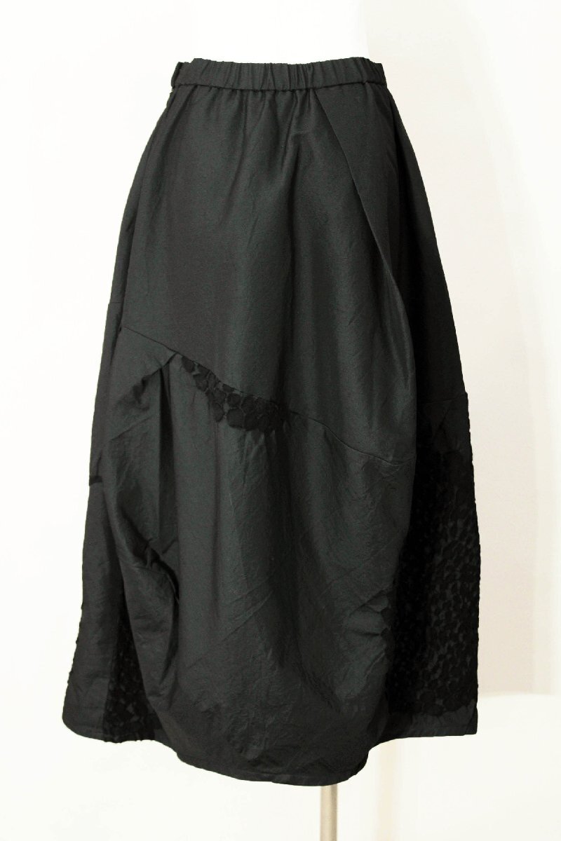 ☆美品☆慈雨センソユニコ/ウールサークル柄ジャガード織りロングスカート:40/黒yx922_画像6