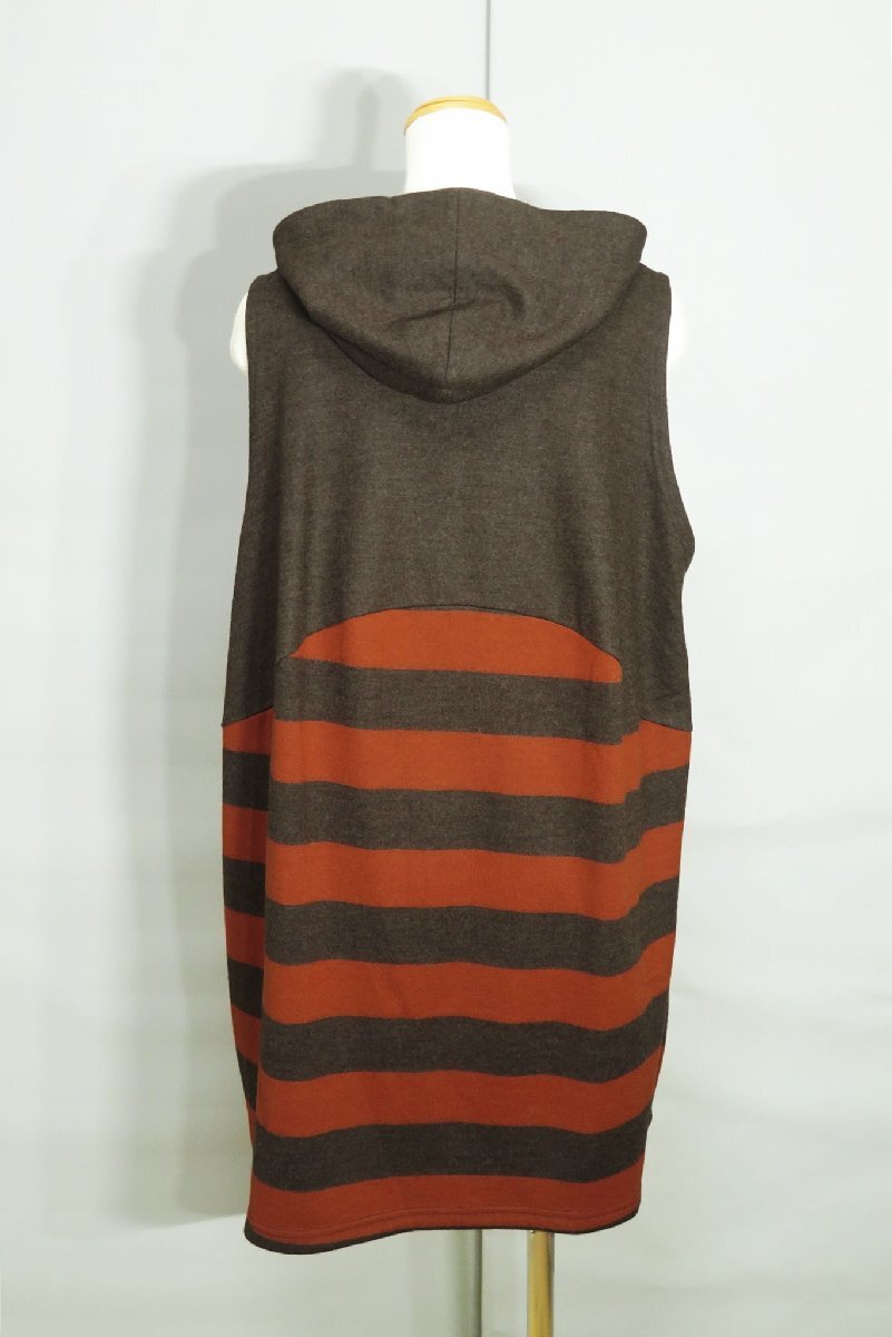 ☆美品☆ルクルカ/センソユニコ/ウールフーディロングニットベスト:38/赤茶nm102_画像3