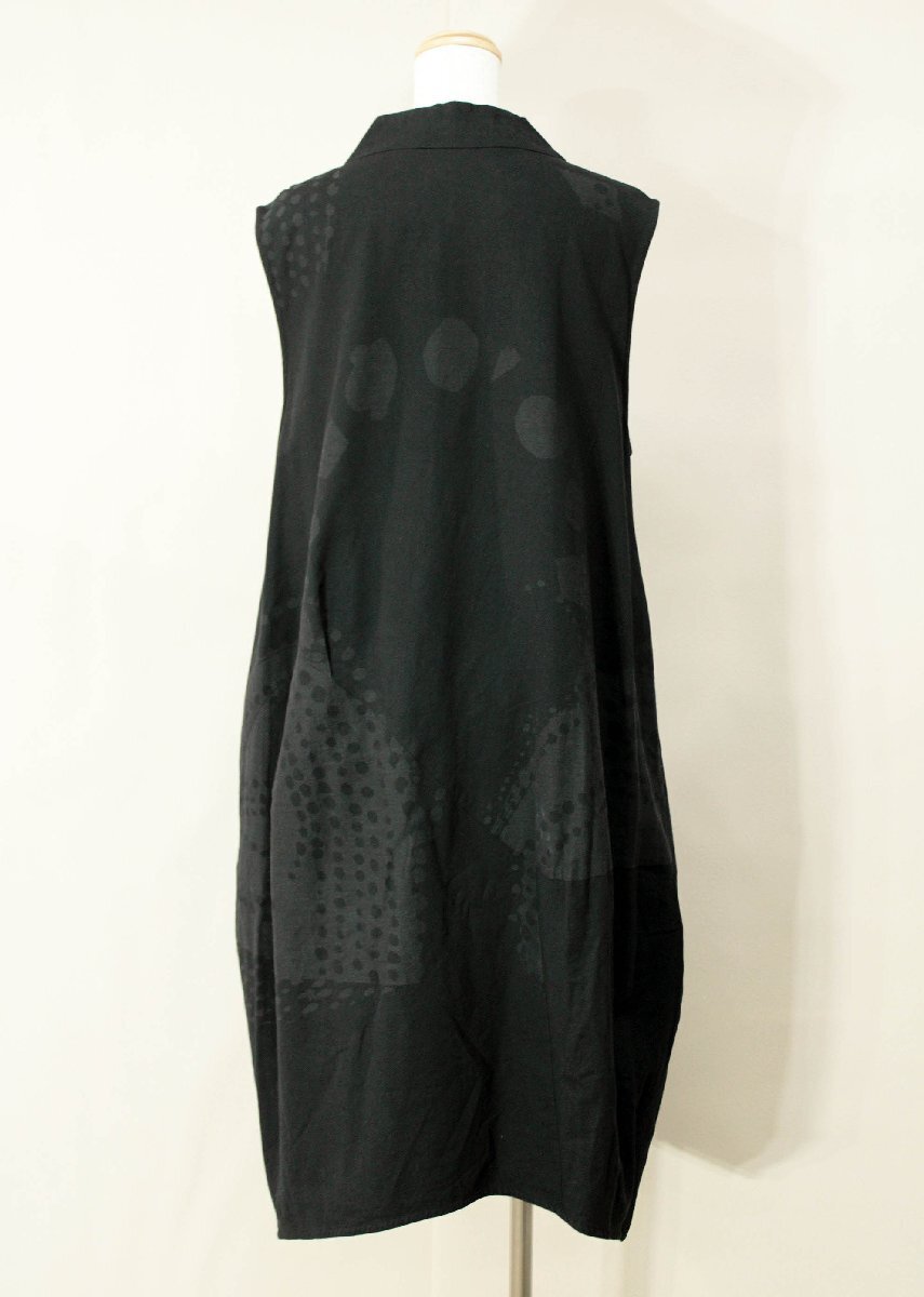 慈雨センソユニコ/コットンジャガード変形ロングチュニックベスト/ジャンパースカート:40/黒系yx831_画像3