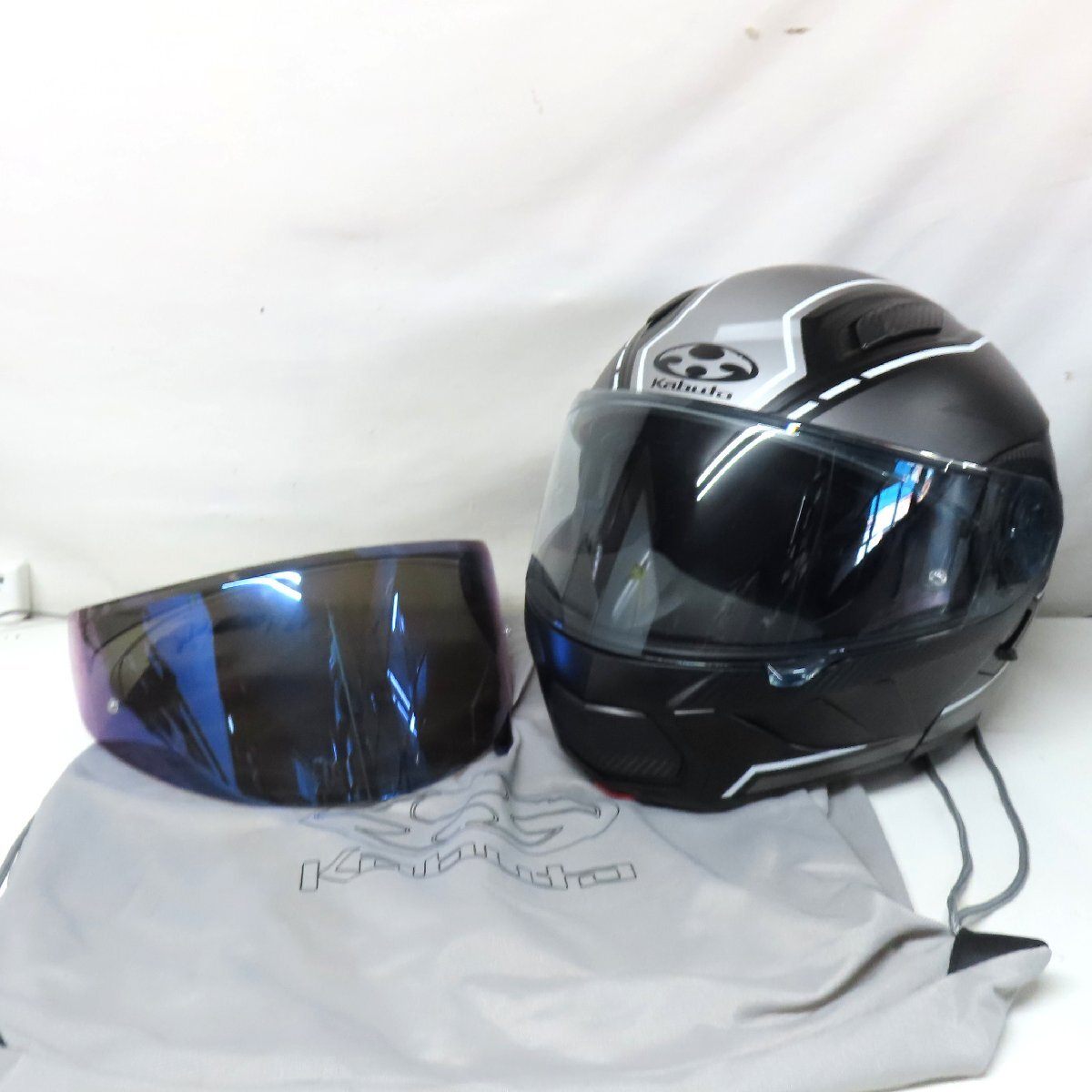 【美品】【シールド2枚】OGK Kabuto オージーケーカブト RYUKI BEAM リュウキ ビーム システムヘルメット Lサイズ フルフェイス バイク_画像1