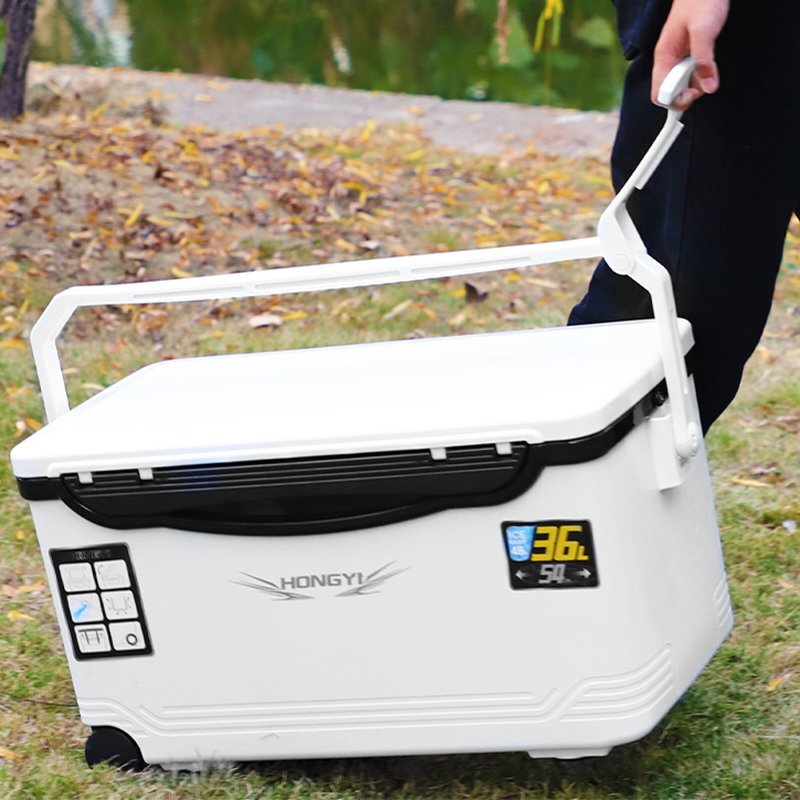  рыбалка для cooler-box емкость 36L сиденье .. крепкий мускл корпус водонепроницаемый боковой руль с роликами . плечо ремень имеется теплоизоляция 48h вентиль имеется розовый 