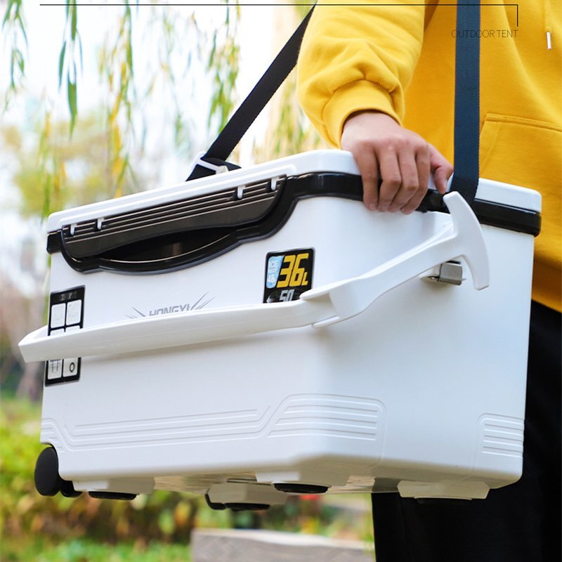  рыбалка для cooler-box емкость 36L сиденье .. крепкий мускл корпус водонепроницаемый боковой руль с роликами . плечо ремень имеется теплоизоляция 48h вентиль имеется розовый 