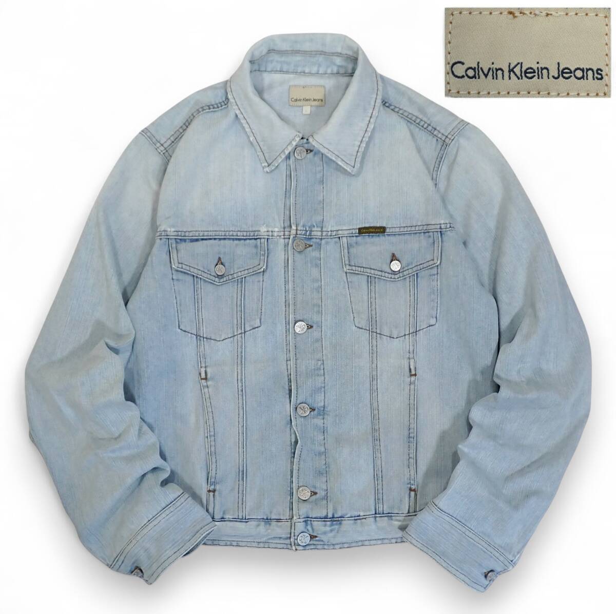 Calvin Klein Jeans 90sビンテージ デニム トラッカージャケット L●ジージャンGジャン カルバンクラインジーンズ●洗濯プレス済●古着7219_画像1
