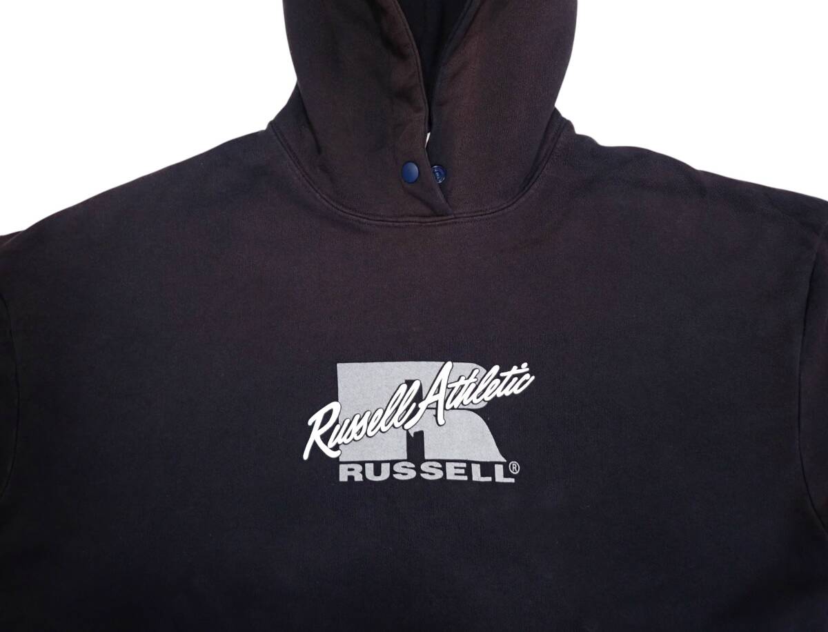 RUSSELL ATHLETIC スウェット パーカー L●フェイド感雰囲気◎ フーディ プリント ラッセルアスレティック●洗濯プレス済●古着7193_画像2