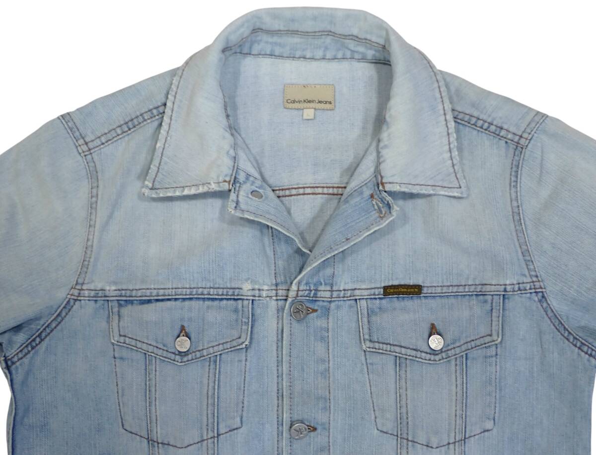 Calvin Klein Jeans 90sビンテージ デニム トラッカージャケット L●ジージャンGジャン カルバンクラインジーンズ●洗濯プレス済●古着7219_画像2