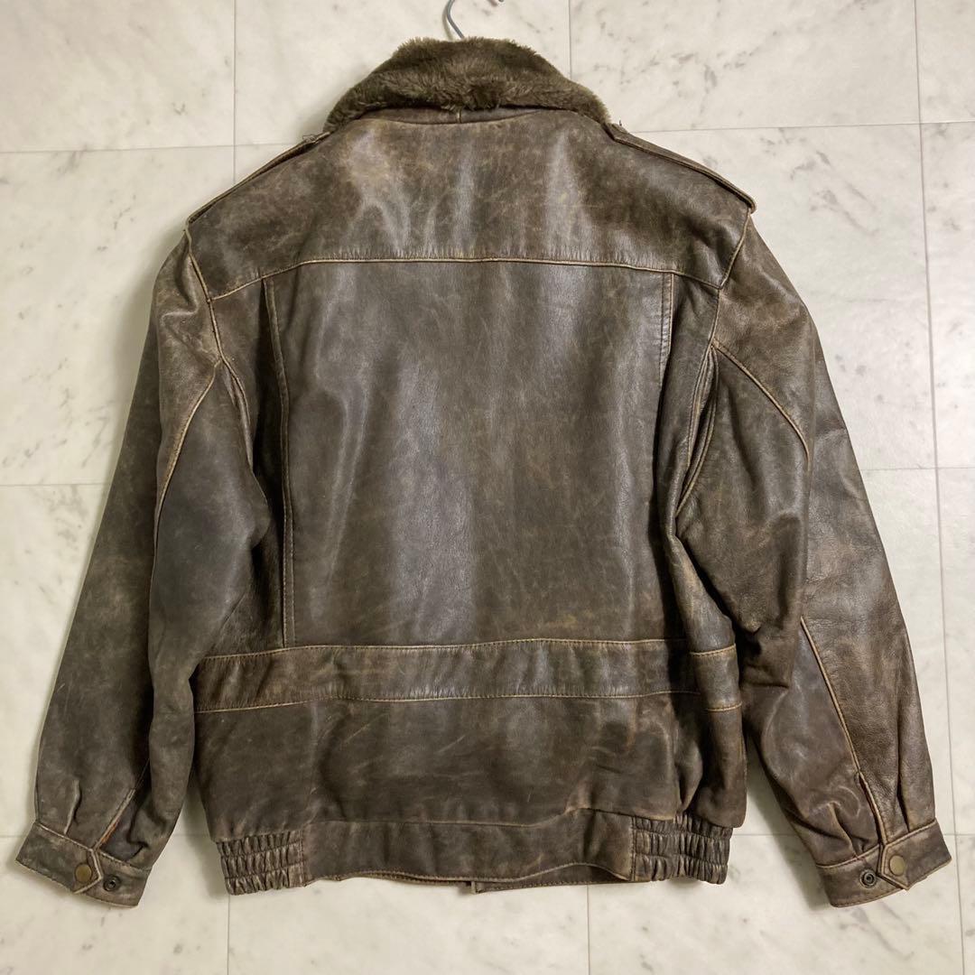 G1 フライトジャケット レザー ジャケット ジップ ブルゾン ライナー付き ファー着脱式 メンズ ビンテージ ヴィンテージ_画像6