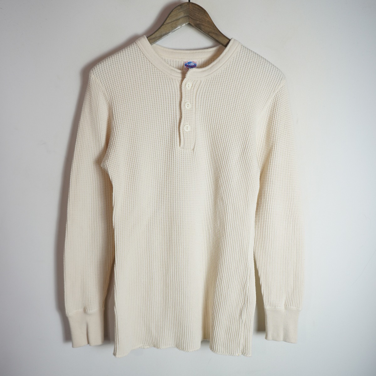 定番 正規 美品 JELADO ジェラード ワッフル サーマル ヘンリーネック カットソー 長袖 ロングスリーブ ロンT 生成り サイズ 38 本物 1107P_画像1