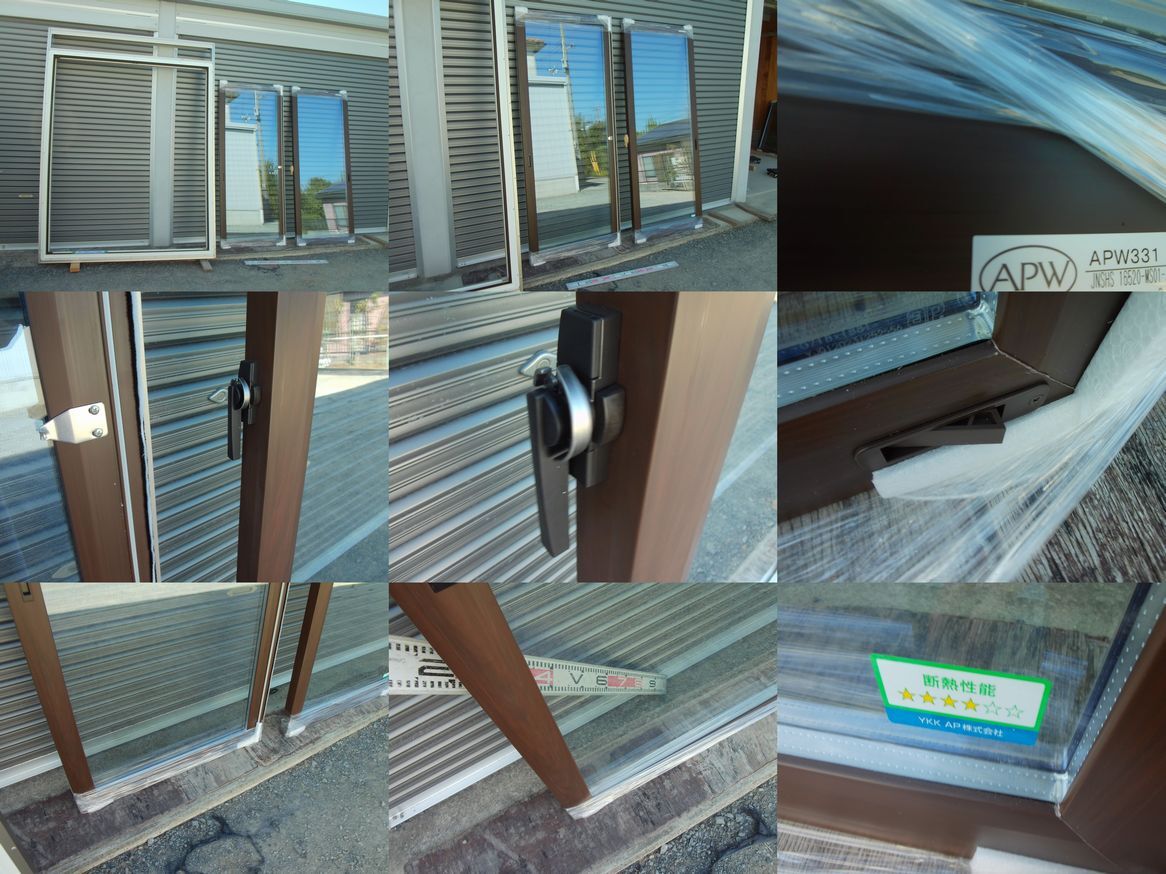 引取限定 樹脂サッシ LowE アルゴンガス 透明 ペアガラス YKK APW331 シャッター 引違い窓 16520 プラチナステン 網戸_画像3