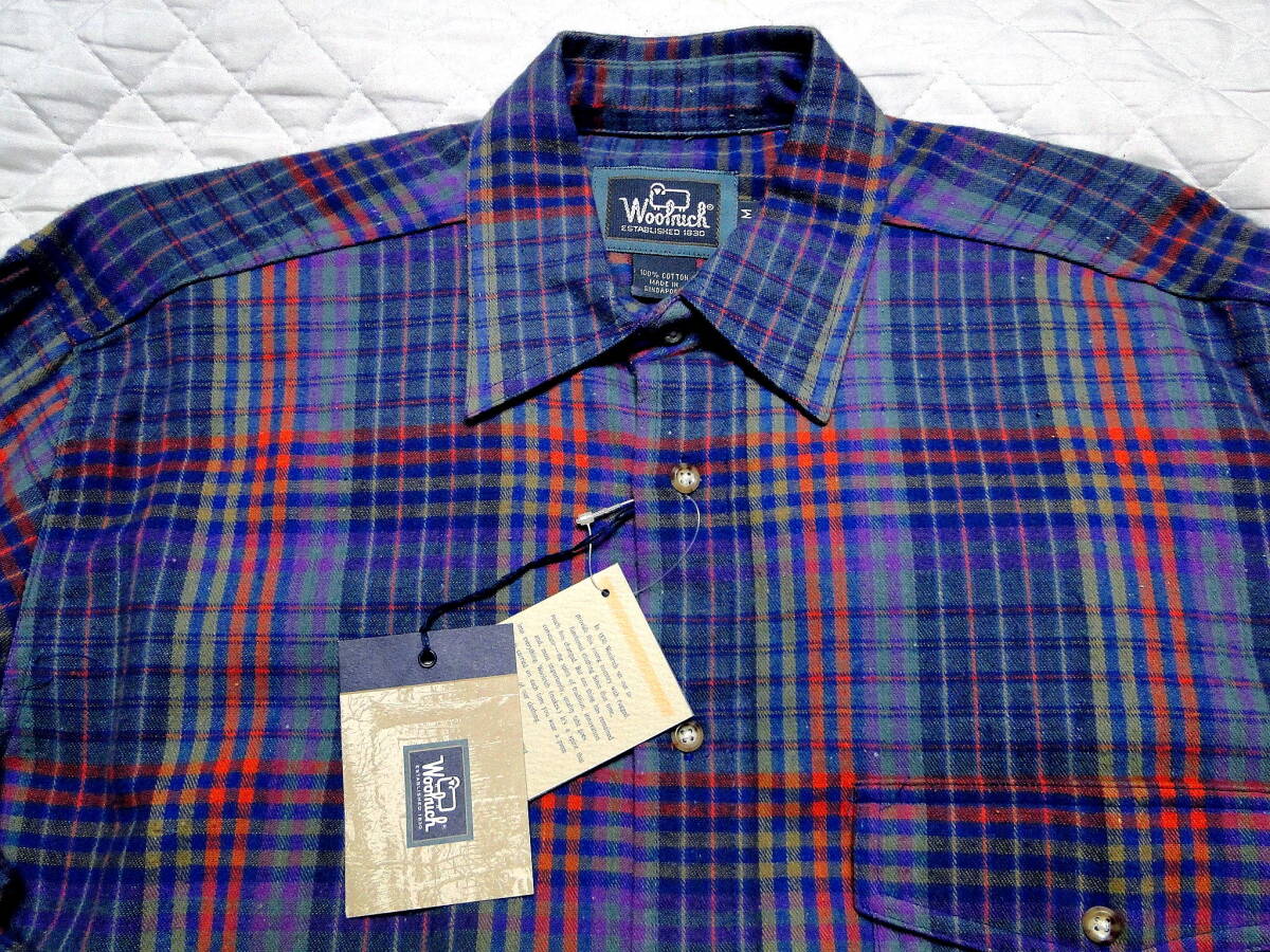 90's デッドストック ウールリッチ・WoolRich・SIZE；M ワークコットンフランネル シャツ・送料込_画像5