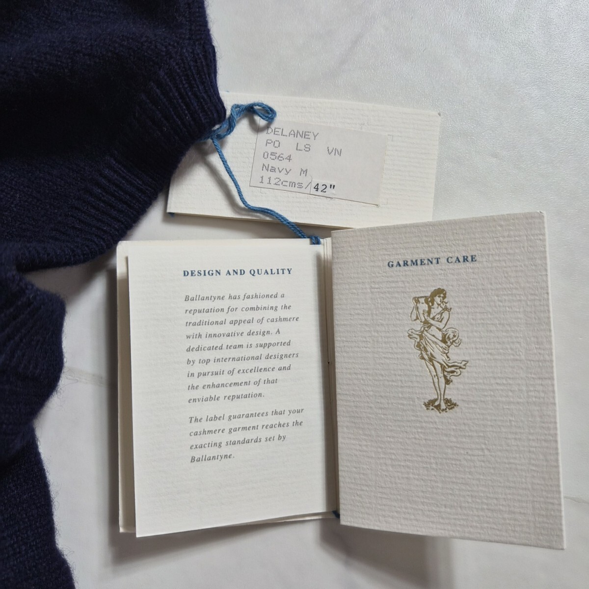 【未使用タグ付き】BALLANTYNE Ballantyne バランタイン カシミヤ 100% Vネック ニット セーター ネイビー メンズ ゴルフ カシミア M_画像9