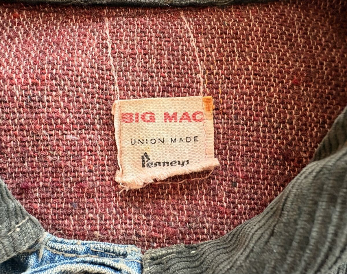ヴィンテージ ボロ 雰囲気系 60's USA製 BIGMAC デニム カバーオール Mサイズ相当 36 古着 ビンテージ 60s ビッグマック アメリカ製_画像3