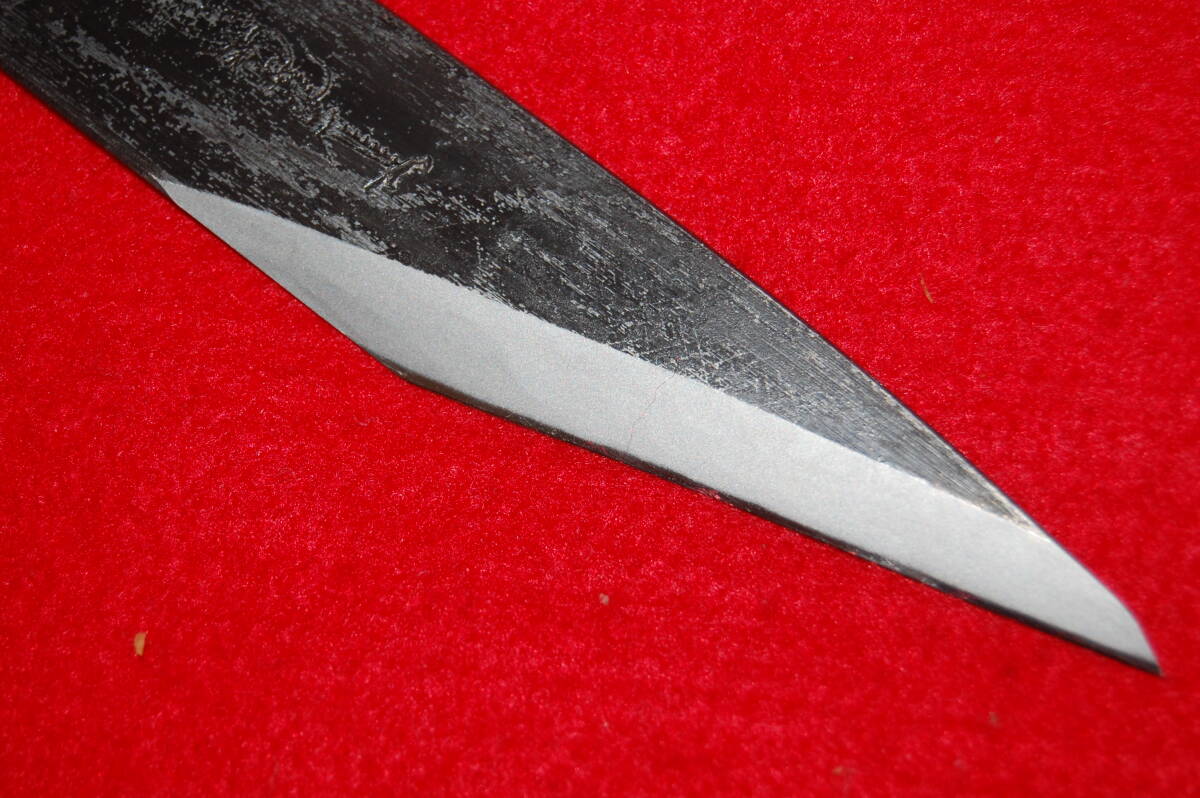 【青紙別打/白山秘伝別誂】【右型】最高級/本職用三木章龍印接木小刀24mm直型切味抜群！_画像4