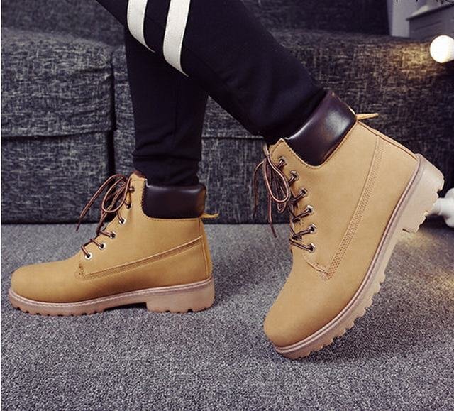  мутон ботинки мужской Work ботинки 2typoe обратная сторона ворсистый casual ботинки кожа обувь обувь гонки выше длинный осень-зима желтый 25.0cm