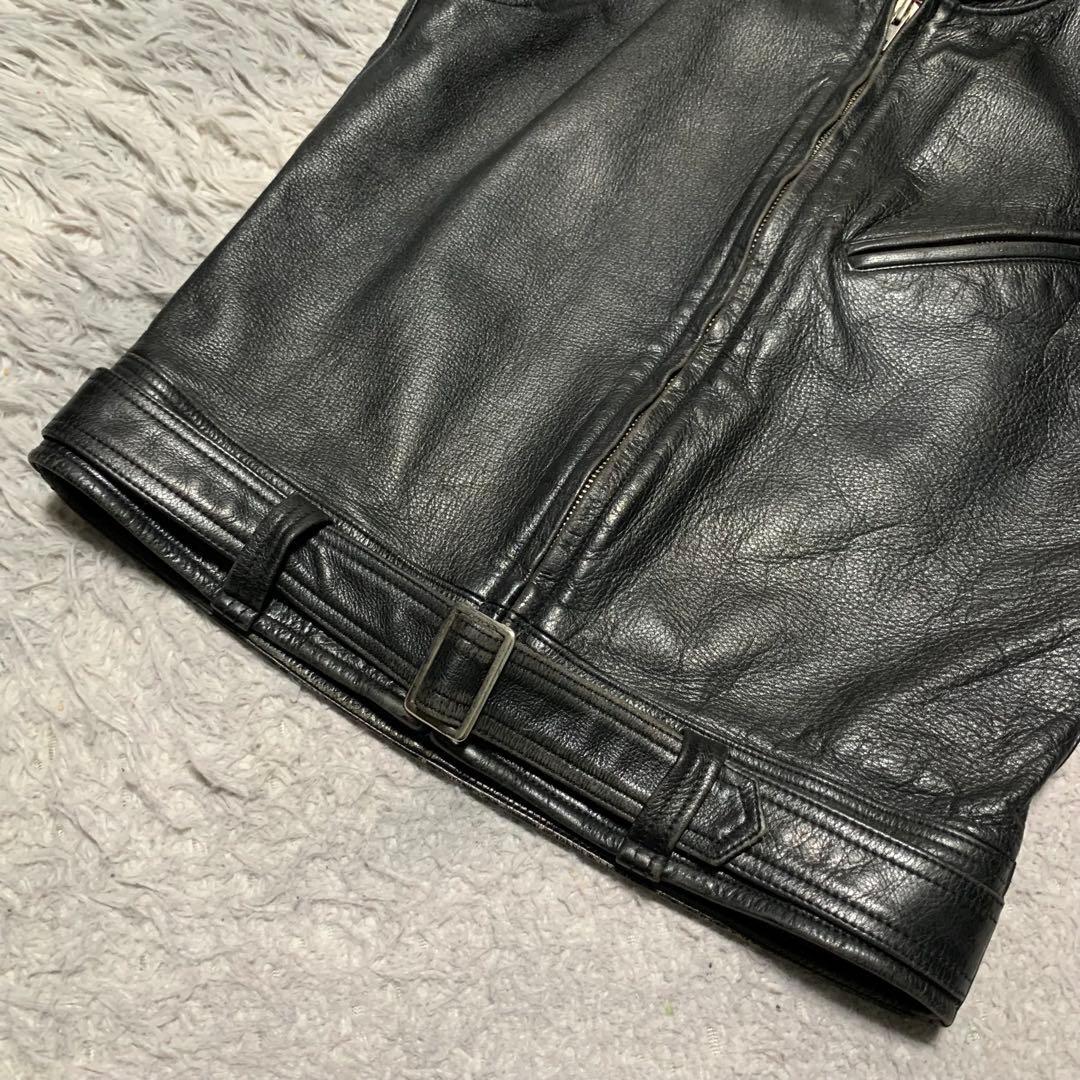 希少 L KUSHITANI クシタニ レザージャケット シングルライダース バイクウェア ワッペン 牛革 本革 カウレザー 黒 ブラック メンズ_画像6
