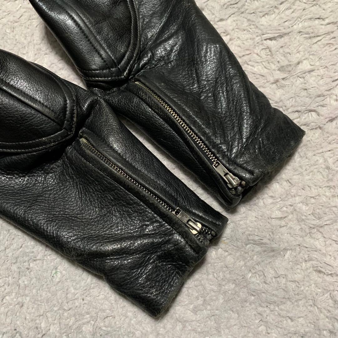 希少 L KUSHITANI クシタニ レザージャケット シングルライダース バイクウェア ワッペン 牛革 本革 カウレザー 黒 ブラック メンズ_画像7