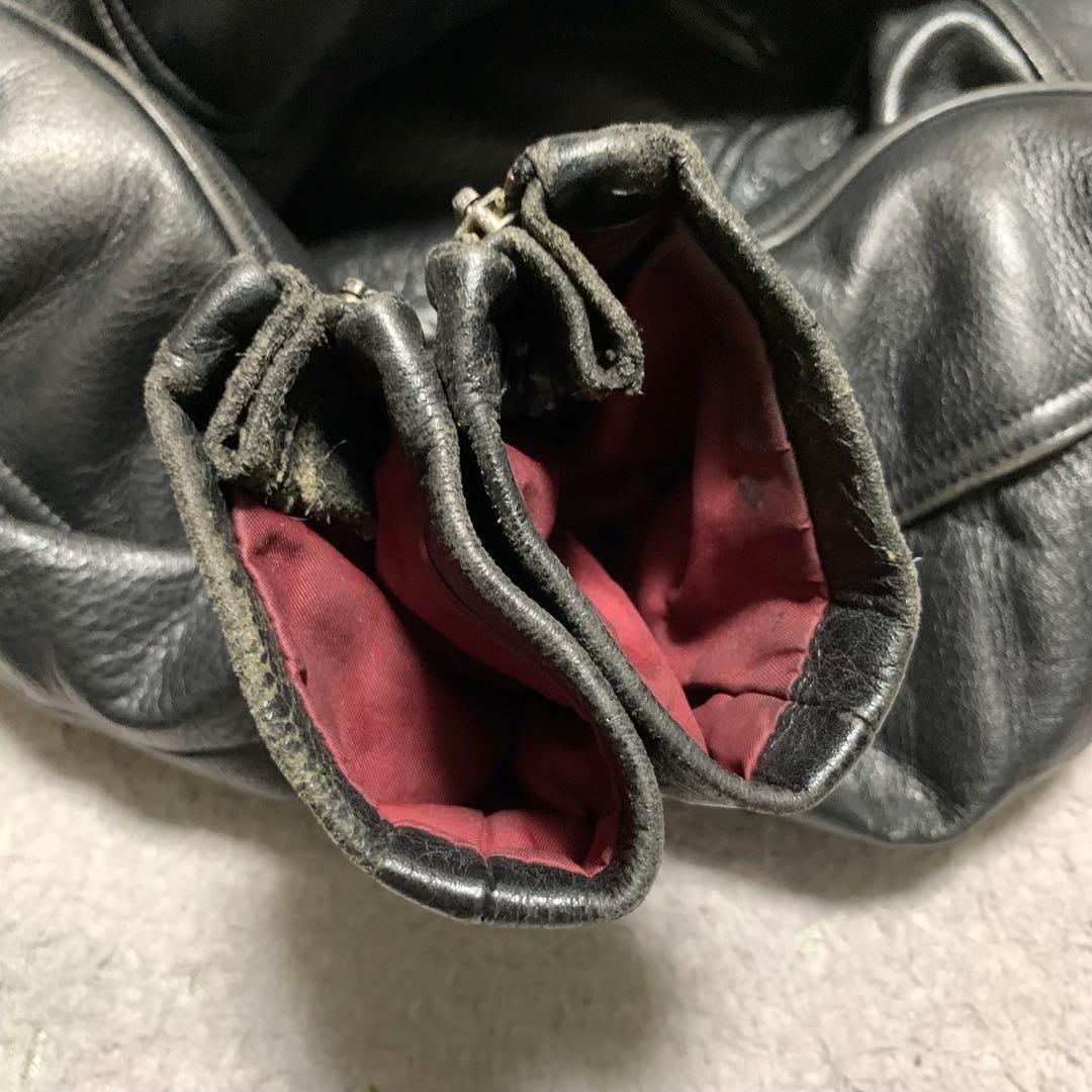 希少 L KUSHITANI クシタニ レザージャケット シングルライダース バイクウェア ワッペン 牛革 本革 カウレザー 黒 ブラック メンズ_画像8