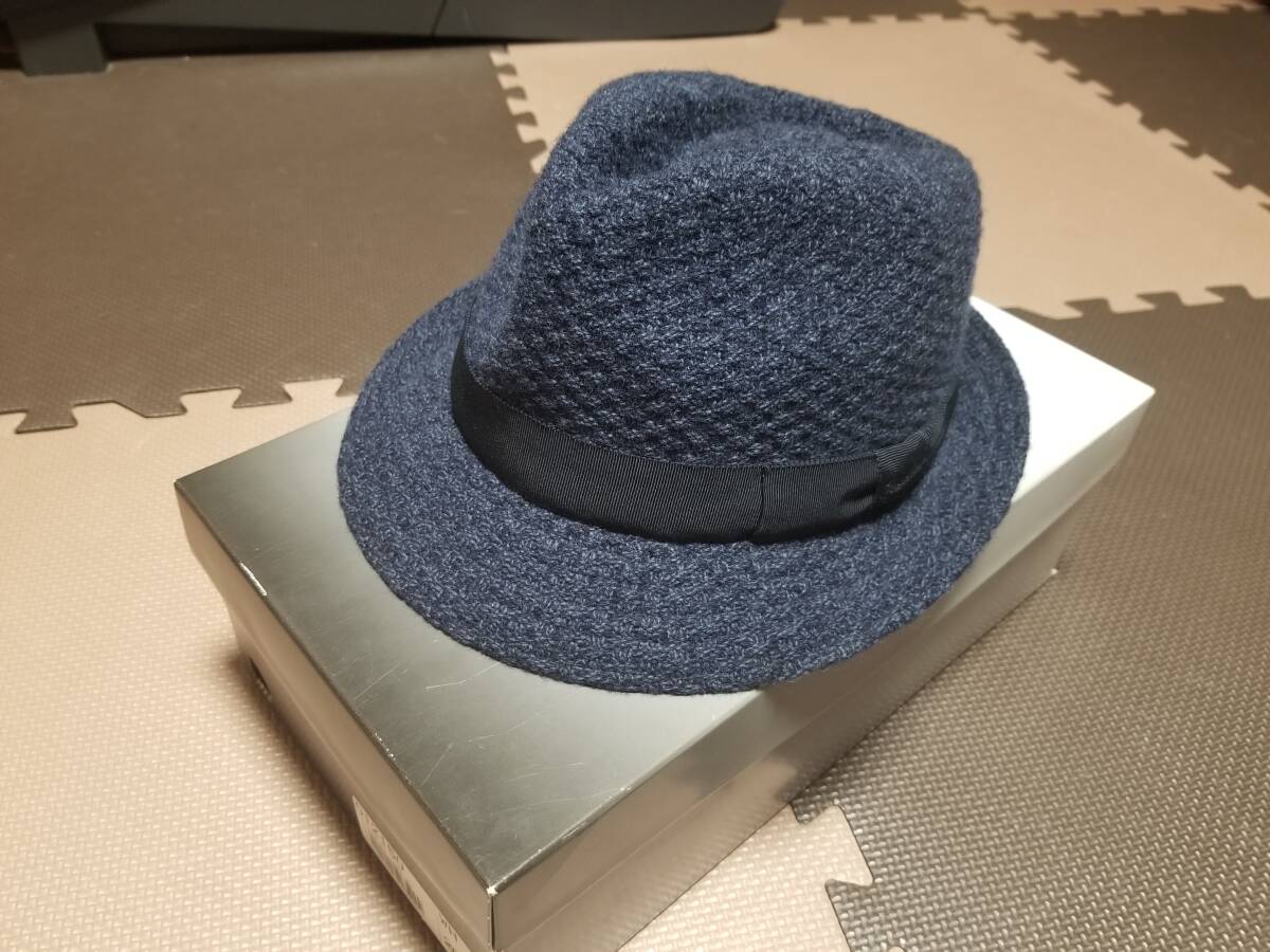BORSALINO ボルサリーノ 中折れハット サイズLL.59cm ブリム5cm メンズ ネイビー 美品_画像2