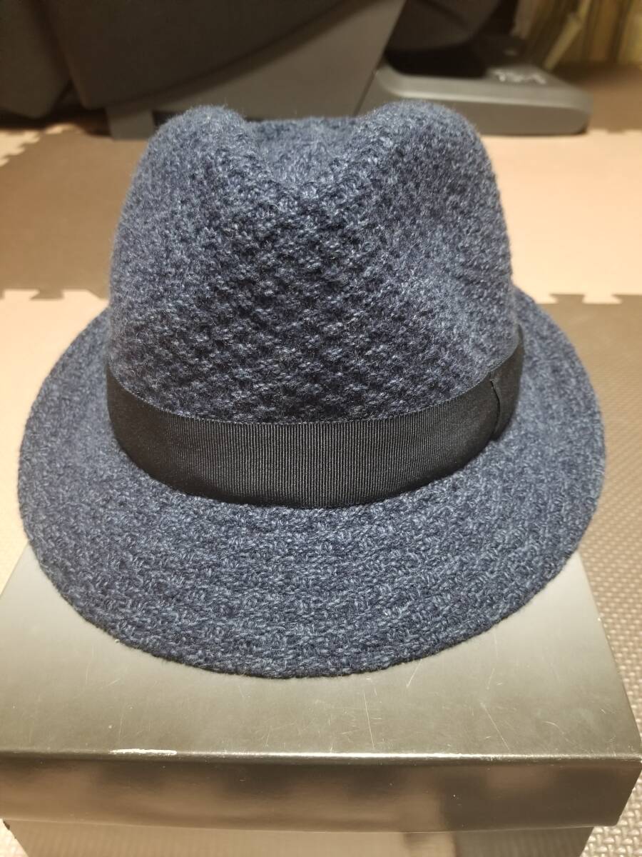 BORSALINO ボルサリーノ 中折れハット サイズLL.59cm ブリム5cm メンズ ネイビー 美品_画像1