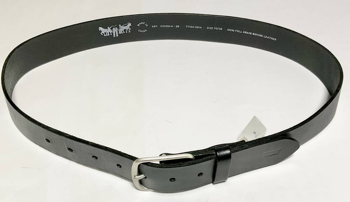 Levi’s　レザーベルト　ブラック/クラシックバックル/フルグレイン/牛革　サイズ95/3８　　　W219_画像5