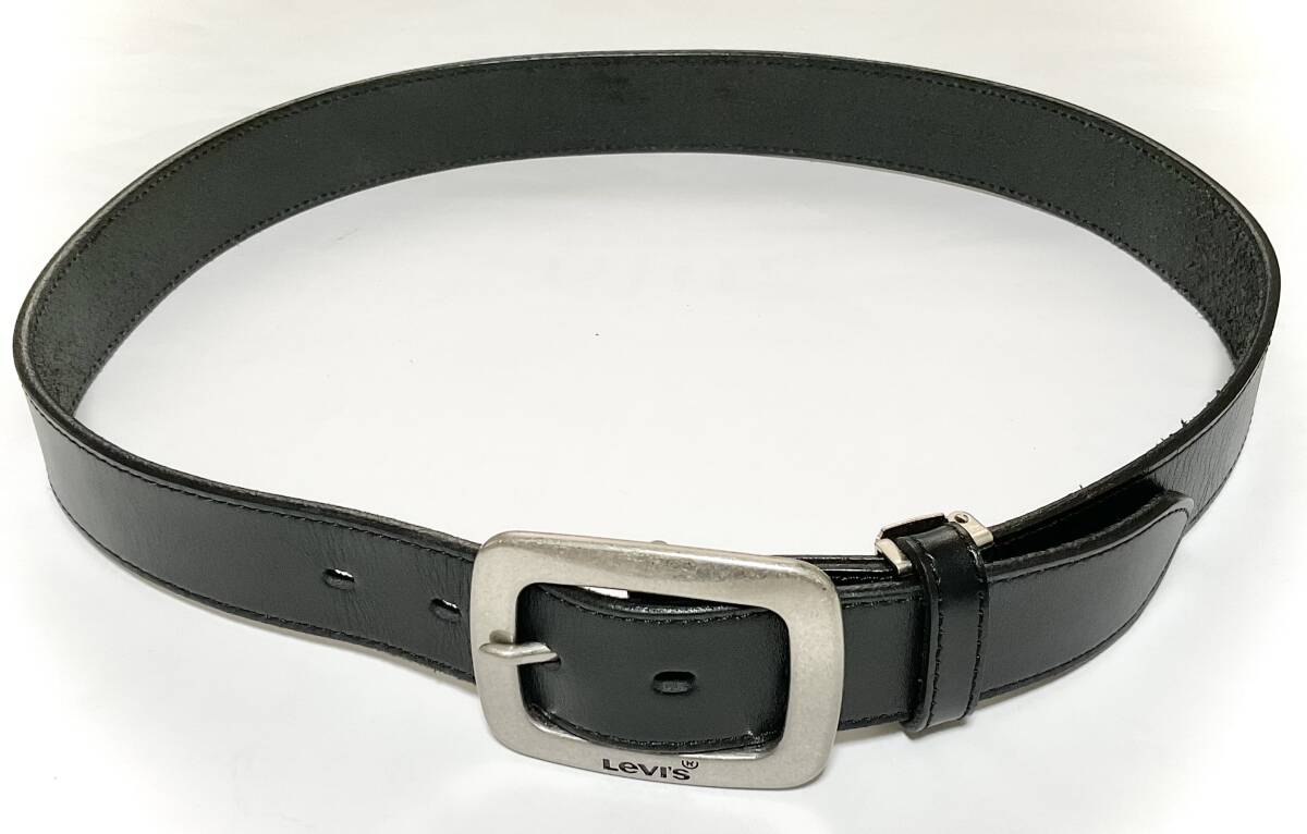 Levi’s　レザーベルト　ブラック/長方形バックル/日本製　　サイズ８５/フリー　　　W219　_画像2