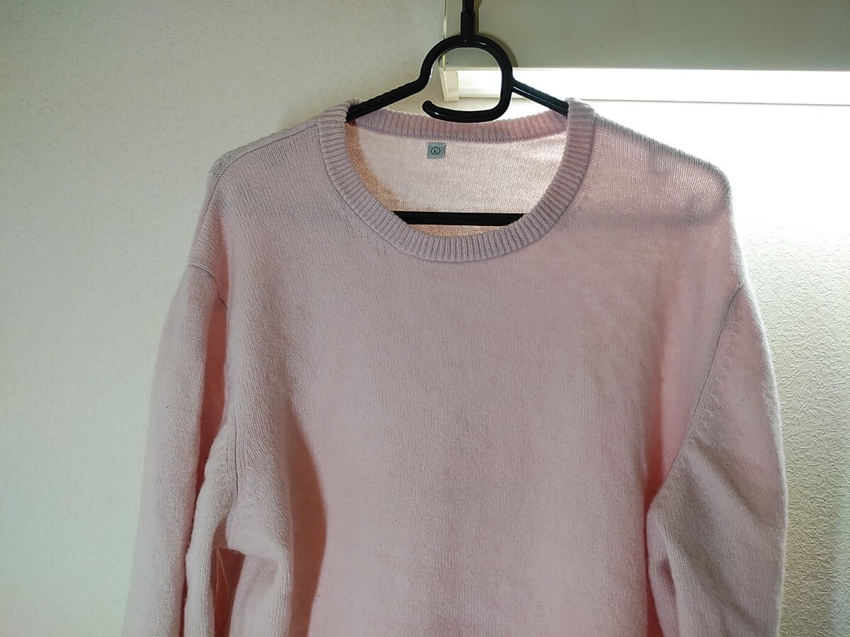  обычный б/у одежда степень хранение товар *UNIQLO* Uniqlo * вырез лодочкой свитер * легкий . розовый L размер 