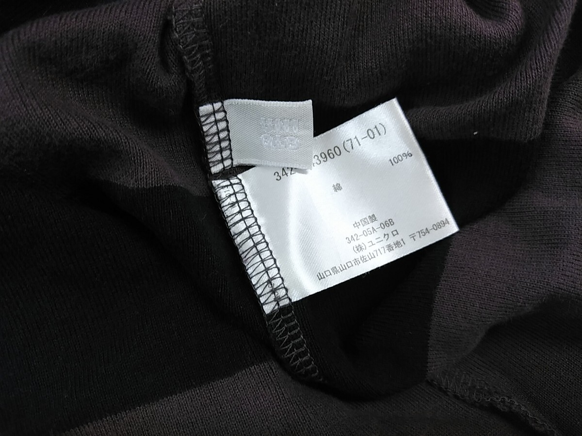 着用回数が少ない 通常の古着程度 保管品★UNIQLO★ユニクロ★ボーダー 長袖 Tシャツ★ブラウン黒　XLサイズ_画像5