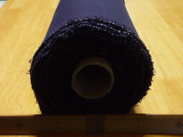 T/Cツイル/カルゼ/紺青色系/やや薄/総長不明_画像1