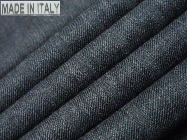 MADE IN ITALY/シャドーストライプ/T/Wチャコールグレー杢/長約5m_画像1