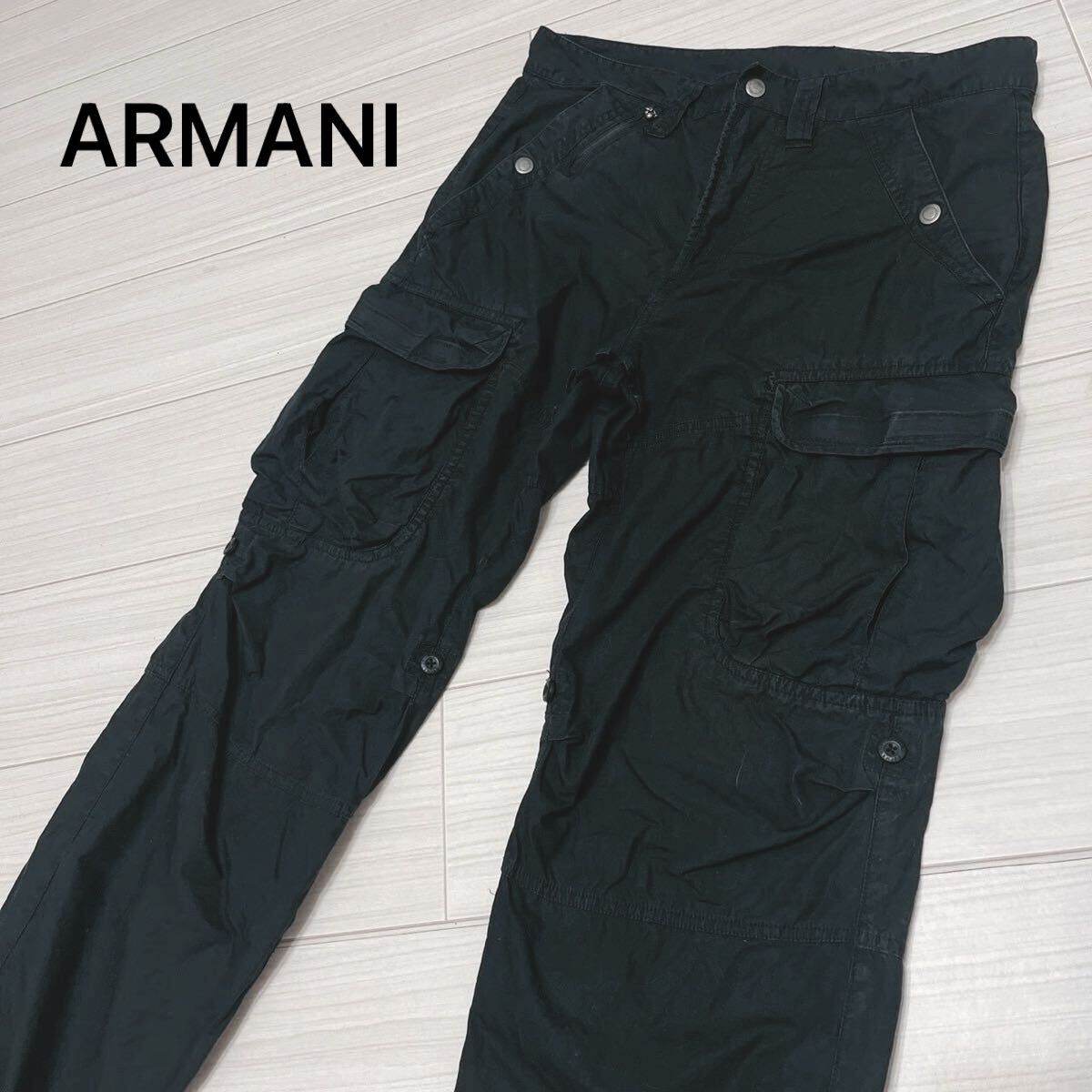 ARMANI EXCHANGE アルマーニ メンズ カーゴパンツ 黒 ブラック FH71007_画像1
