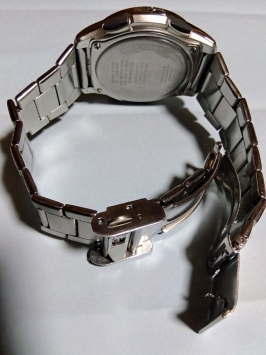 CASIO腕時計 wave ceptor WVA-M630 ソーラー電波 ネイビー 数字文字盤 バンド調整説明コピー付 洗浄済 良品_画像8