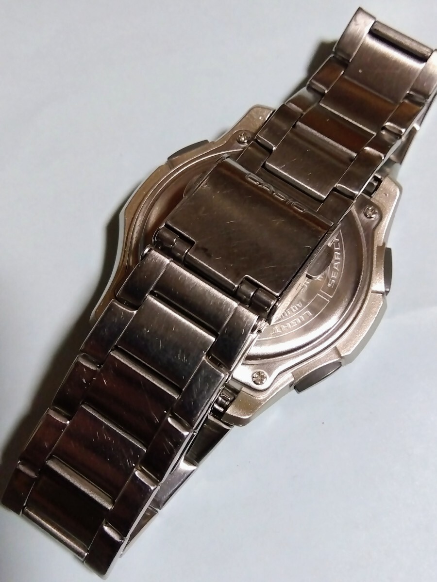 CASIO腕時計 wave ceptor WVA-M630 ソーラー電波 ネイビー 数字文字盤 バンド調整説明コピー付 洗浄済 良品_画像9