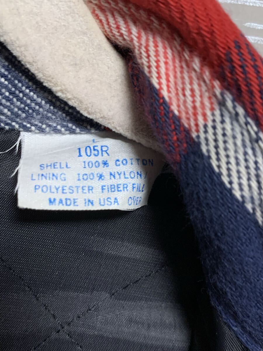 80s USA製 キルティングライナー付きネルシャツ 長袖シャツ ワークシャツ /ビンテージ ブロックチェック ファイブブラザーズUS古着　_画像3