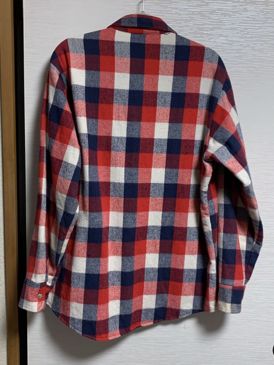 80s USA製 キルティングライナー付きネルシャツ 長袖シャツ ワークシャツ /ビンテージ ブロックチェック ファイブブラザーズUS古着　_画像5