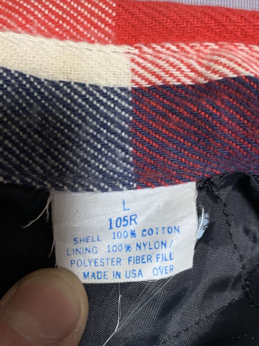 80s USA製 キルティングライナー付きネルシャツ 長袖シャツ ワークシャツ /ビンテージ ブロックチェック ファイブブラザーズUS古着　_画像6