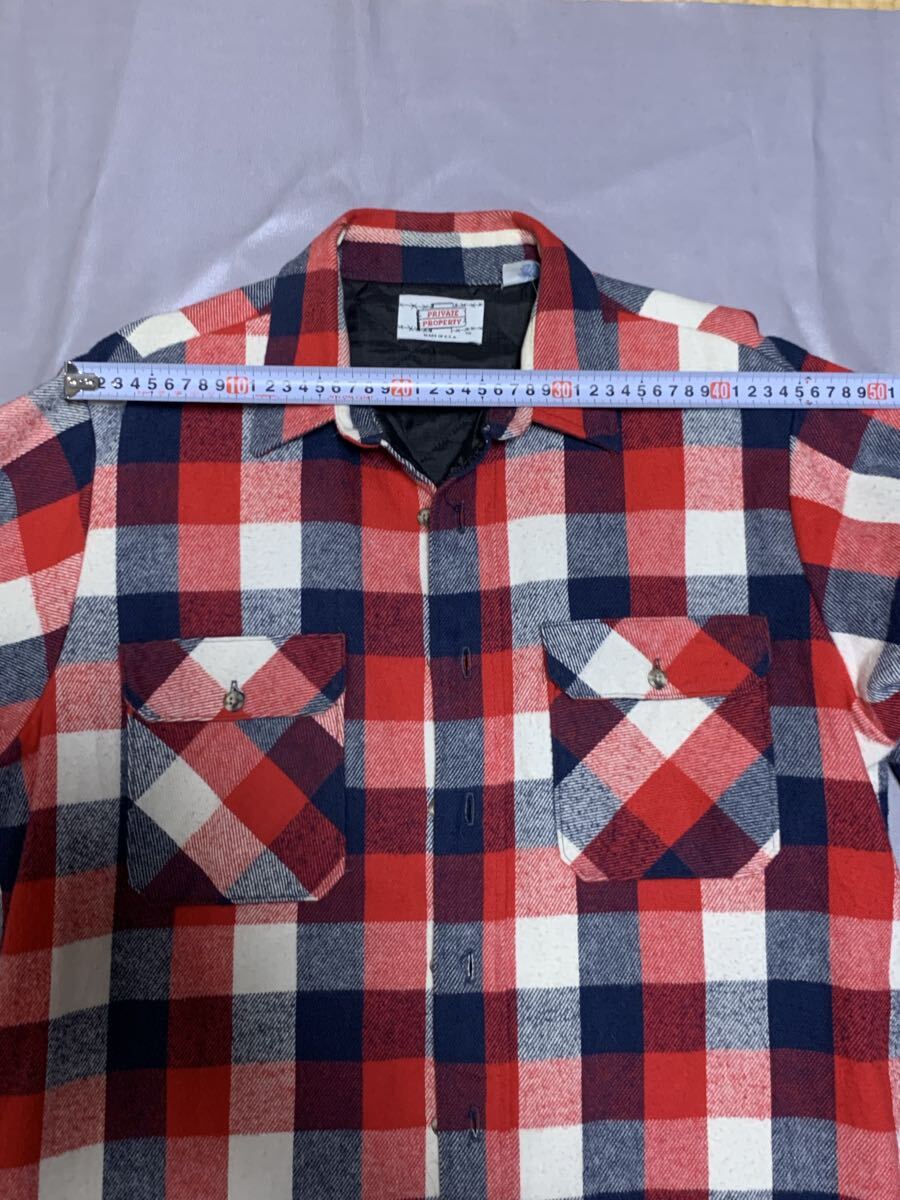 80s USA製 キルティングライナー付きネルシャツ 長袖シャツ ワークシャツ /ビンテージ ブロックチェック ファイブブラザーズUS古着　_画像7