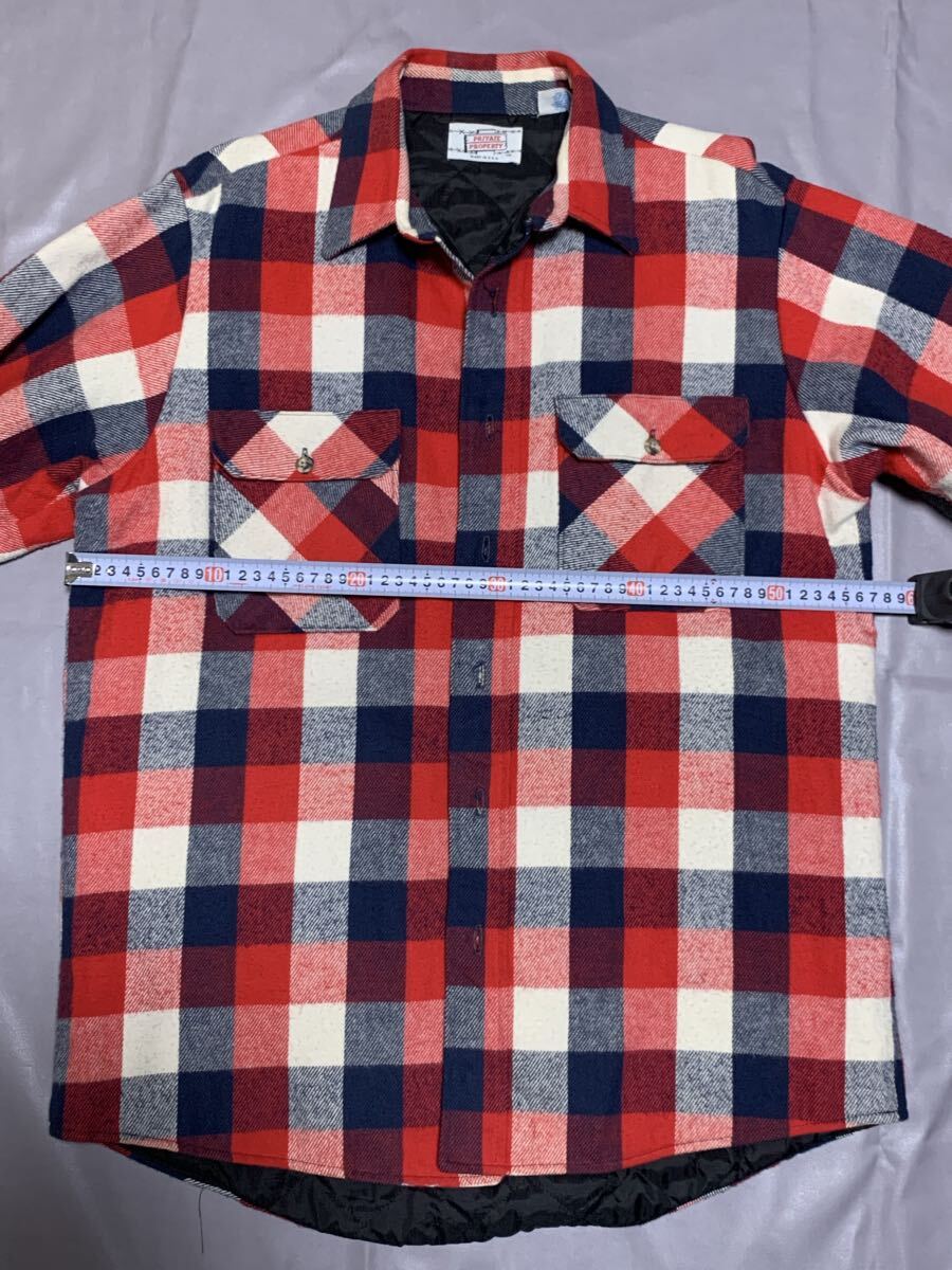 80s USA製 キルティングライナー付きネルシャツ 長袖シャツ ワークシャツ /ビンテージ ブロックチェック ファイブブラザーズUS古着　_画像8