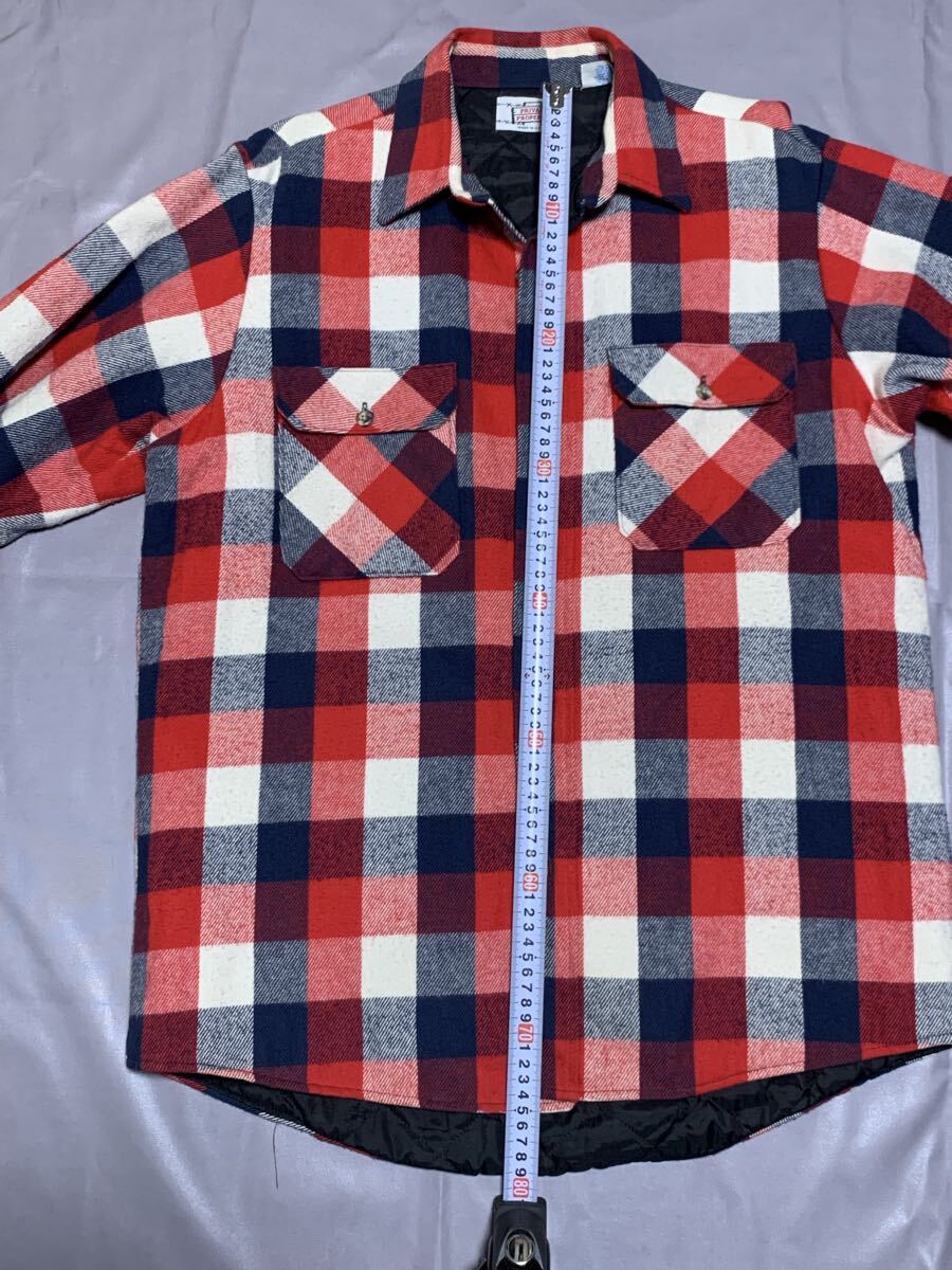 80s USA製 キルティングライナー付きネルシャツ 長袖シャツ ワークシャツ /ビンテージ ブロックチェック ファイブブラザーズUS古着　_画像9