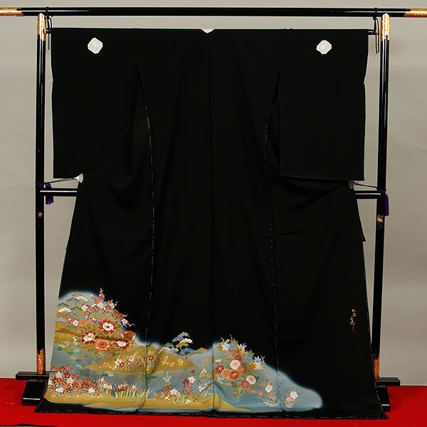 和遊館 EHK553 京友禅作家 松井青々 大塚生地使用 浜ちりめん 高級 黒留袖_画像1