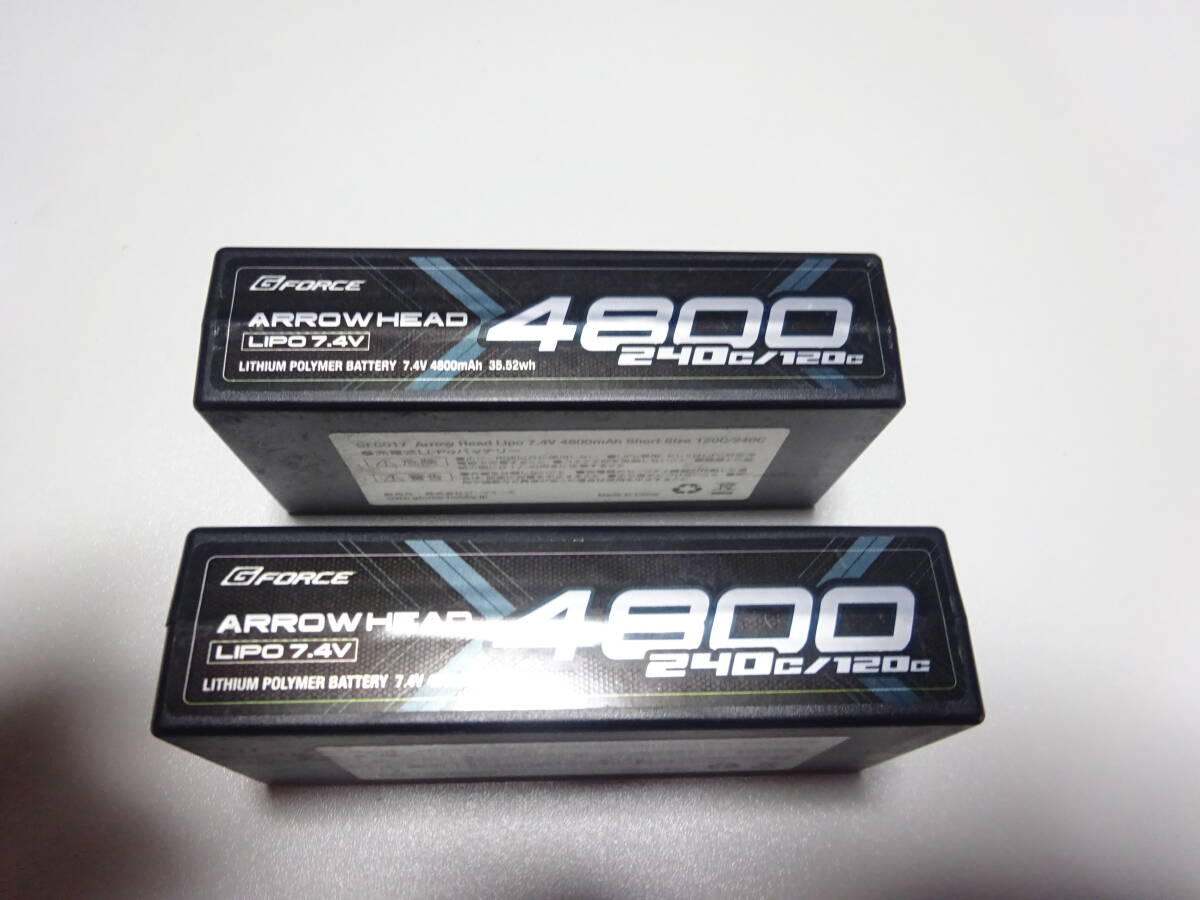 G-FORCE GFG017 Arrow Head LiPo 7.4V 4800mAh 120C/240C フルハイトショート 2個セット 両方で20パック程度使用 リポ バッテリー_画像5