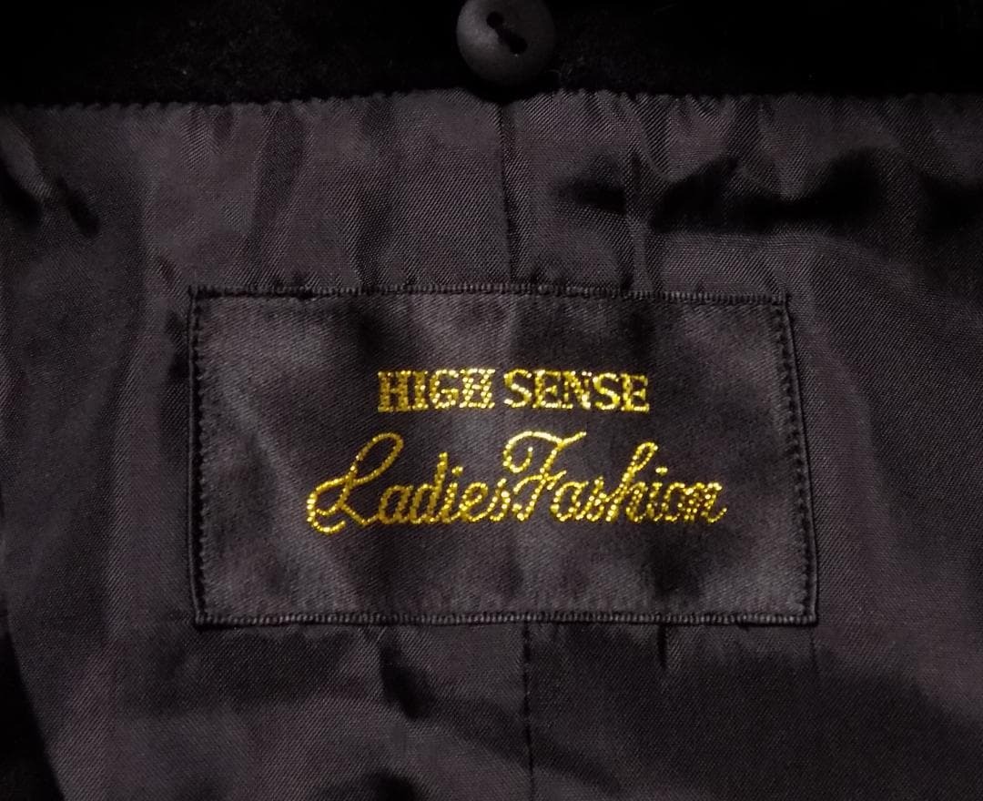 HIGH SENSE　黒カシミヤ混コート M　ブルーフォックスの襟付き　フォーマル　学校行事　通勤に_画像4