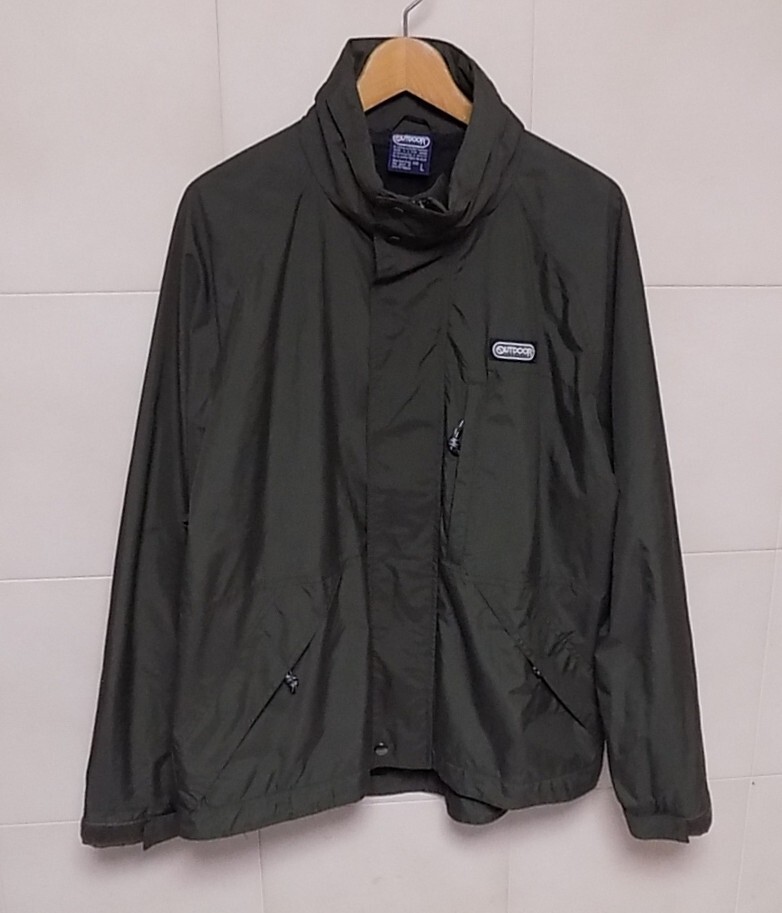 アウトドア 裏メッシュ オリーブ色 ナイロンジャケット L フード収納あり (管上1)_画像1