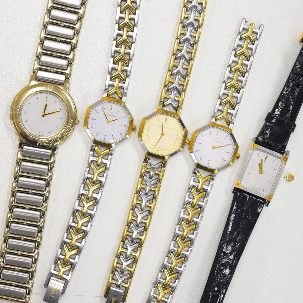 1円 不動品 腕時計 5本 イヴサンローラン クォーツ メンズ レディース まとめて 同梱不可_画像1