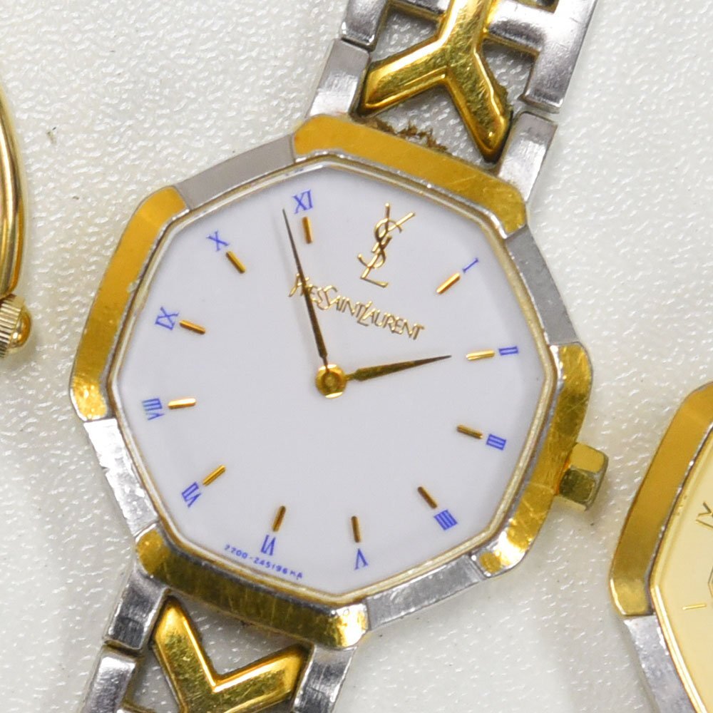 1円 不動品 腕時計 5本 イヴサンローラン クォーツ メンズ レディース まとめて 同梱不可_画像6