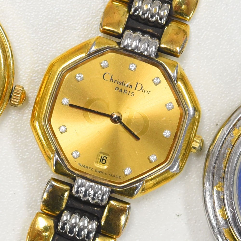 1円 可動品 腕時計 3本 グッチ フェンディ ディオール クォーツ メンズ レディース まとめて 同梱不可_画像4