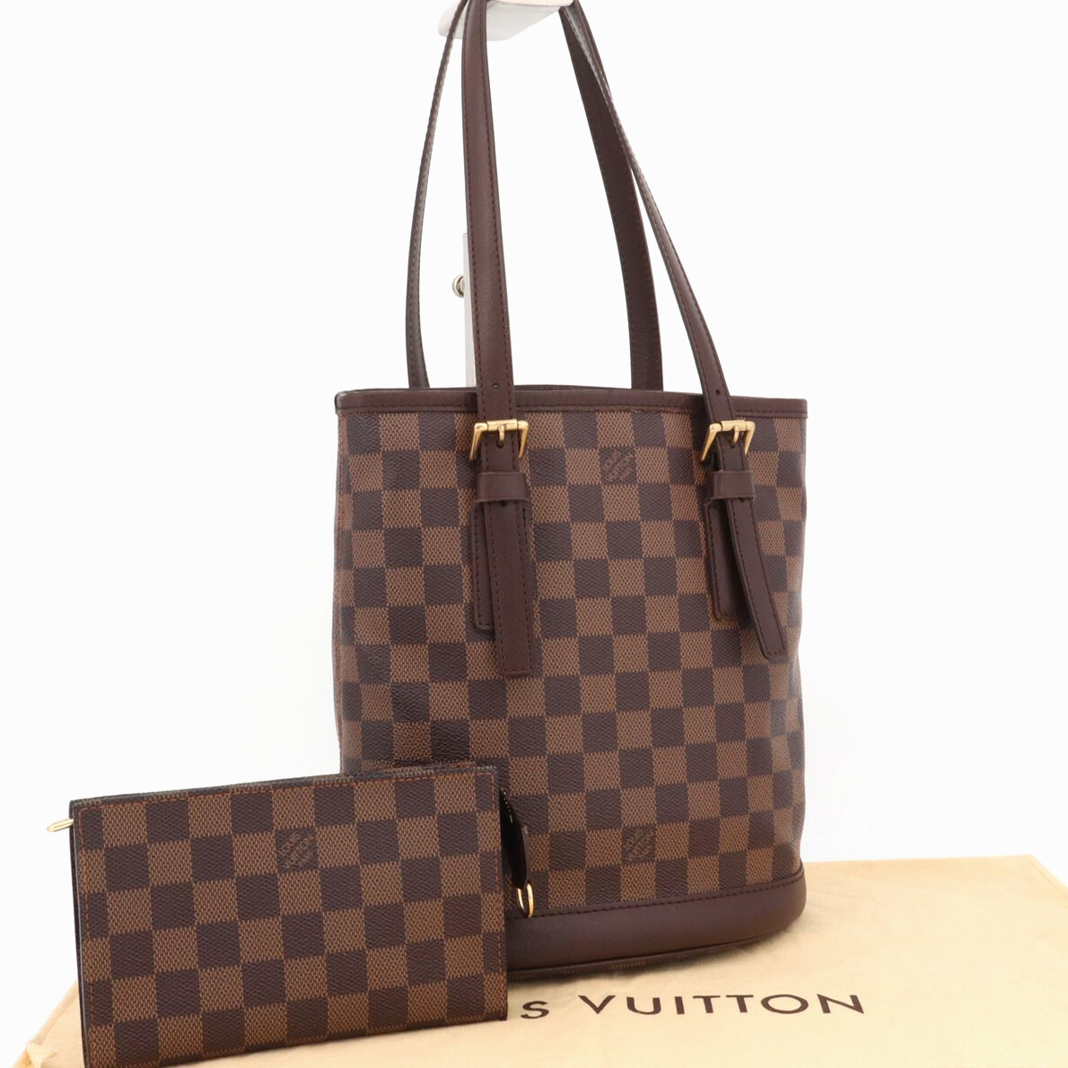 ルイヴィトン LOUIS VUITTON ダミエ マレ ショルダーバッグ トートバッグ バケット 肩掛け ブラウン エベヌ レディース レザー N42240_画像1