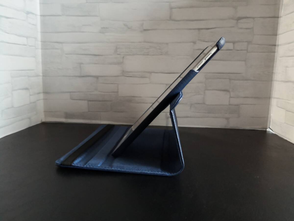 iPad mini5/mini4 共用 ネイビー レザーケース 360度回転機能,スタンド機能, 自動スリープ機能付き_画像2