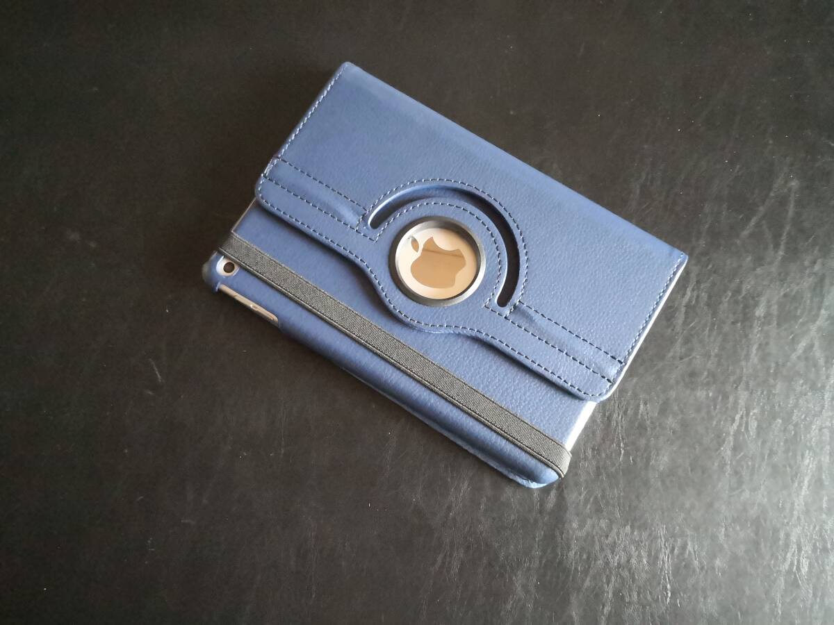 iPad mini5/mini4 共用 ネイビー レザーケース 360度回転機能,スタンド機能, 自動スリープ機能付き_画像6