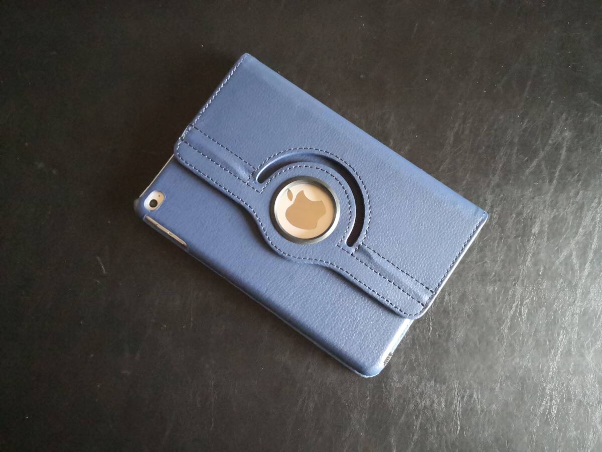 iPad mini5/mini4 共用 ネイビー レザーケース 360度回転機能,スタンド機能, 自動スリープ機能付き_画像7